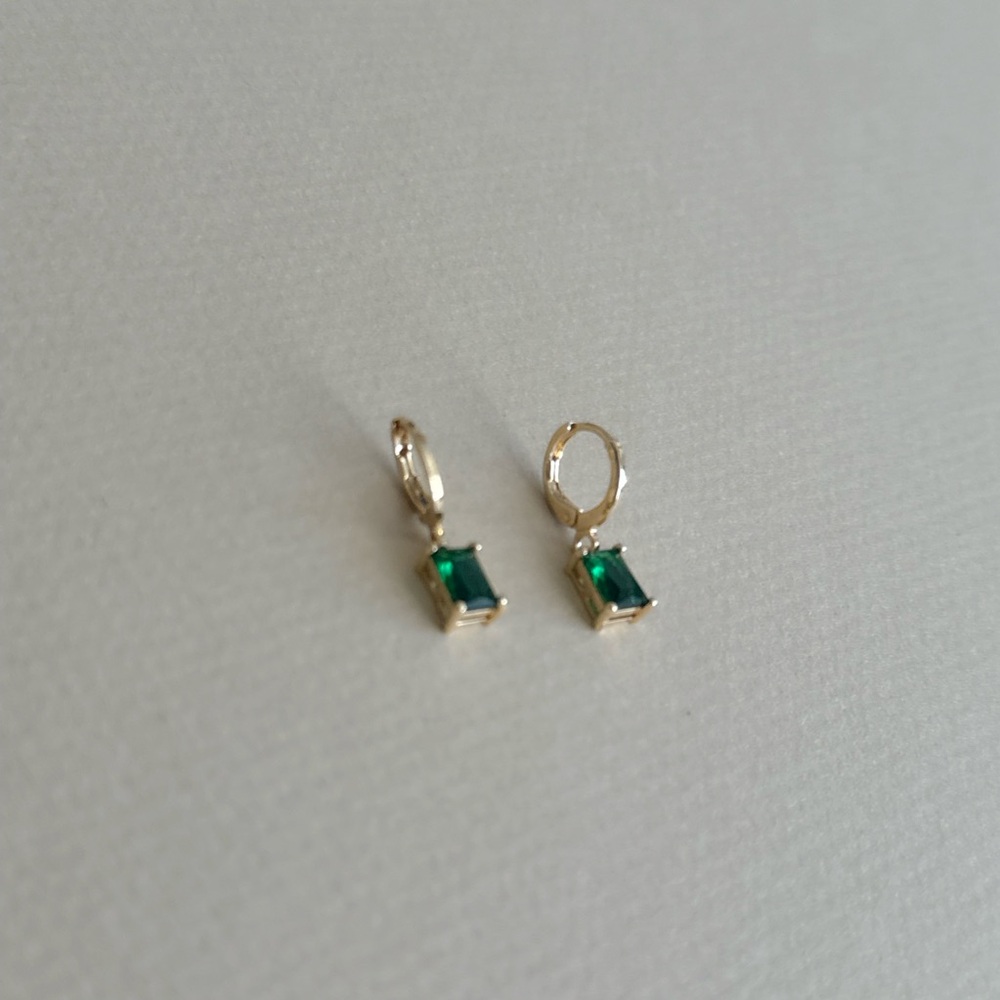 Green diamond Earrings N1763 - Picture 2 of 3